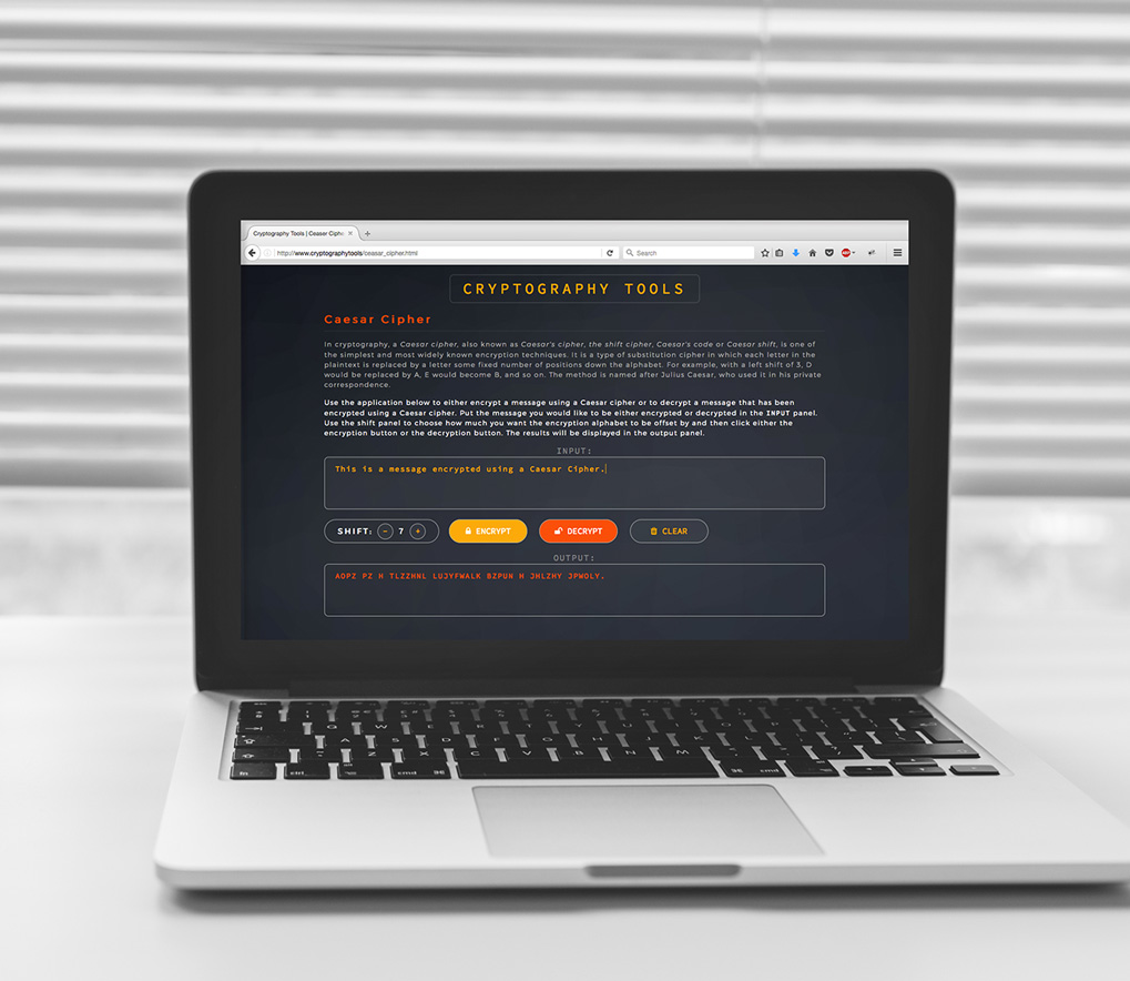 Caesar Cipher tool web page